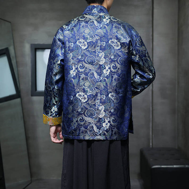 Buddha Stones Frog-Button Chinese Tang Suit Stand Collar Long Shirt Men Jacket Clothing - image 29