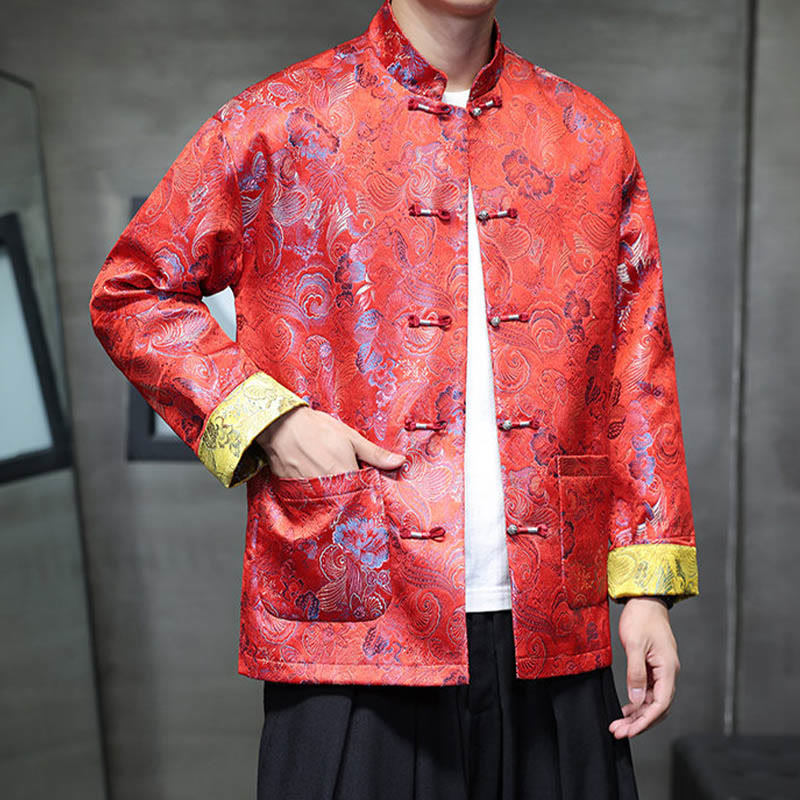 Buddha Stones Frog-Button Chinese Tang Suit Stand Collar Long Shirt Men Jacket Clothing - image 10