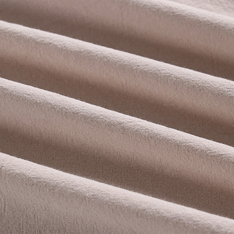 Buddha Stones Loose Men's T-Shirt Solid Color Top Short Sleeve V Collar Breathable Linen Shirt - image 8