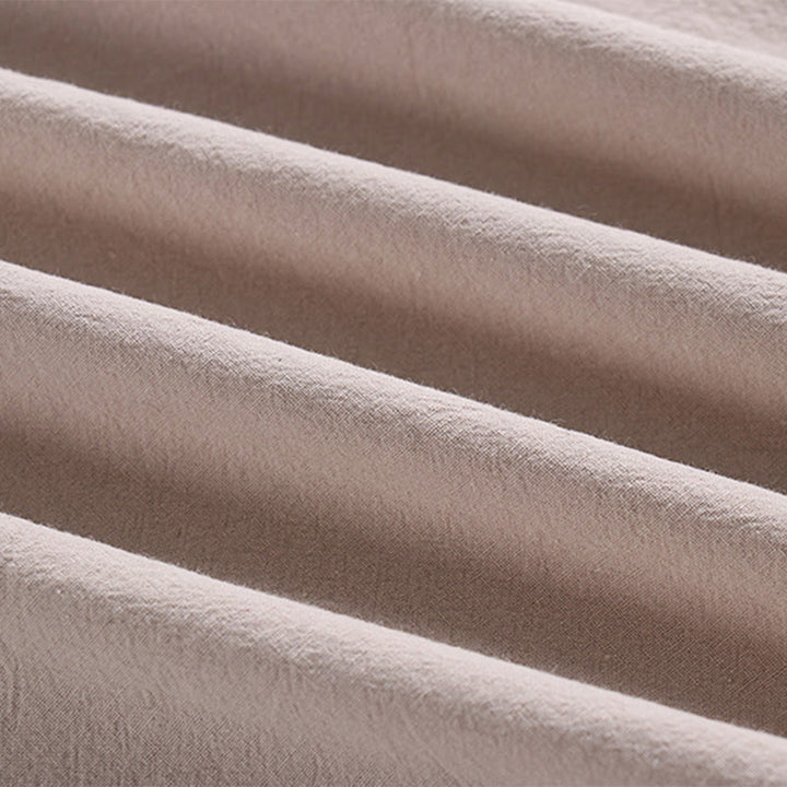 Buddha Stones Loose Men's T-Shirt Solid Color Top Short Sleeve V Collar Breathable Linen Shirt - image 8