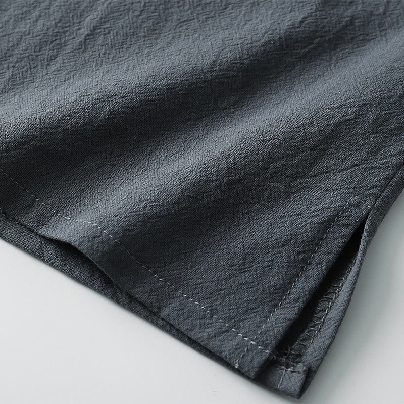 Buddha Stones Men's T-Shirt Solid Color Top Short Sleeve Three-button V Collar Soft Cotton Shirt - image 8