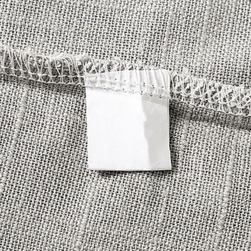 Buddha Stones Loose Men's Shirt Solid Color Notched Neck Top Short Sleeve Comfy Button Breathable Cotton Linen Shirt - image 15