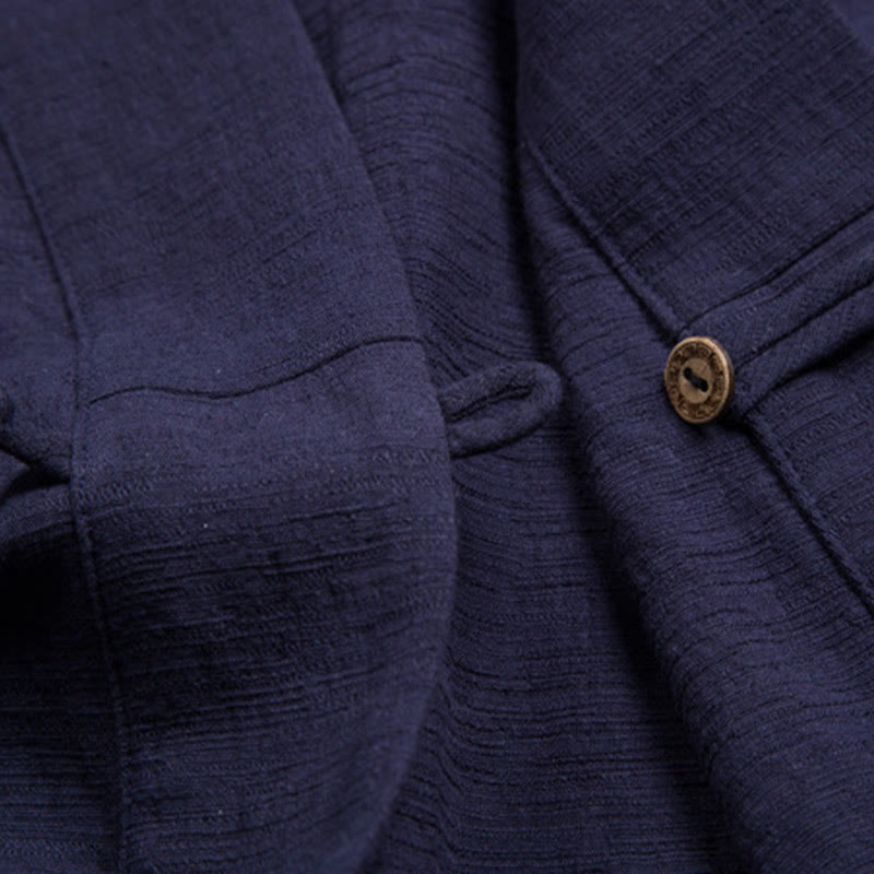Buddha Stones Men's Short Sleeve Shirt With Pocket V Neck Cardigan Comfort Cotton Linen Shirt - image 11