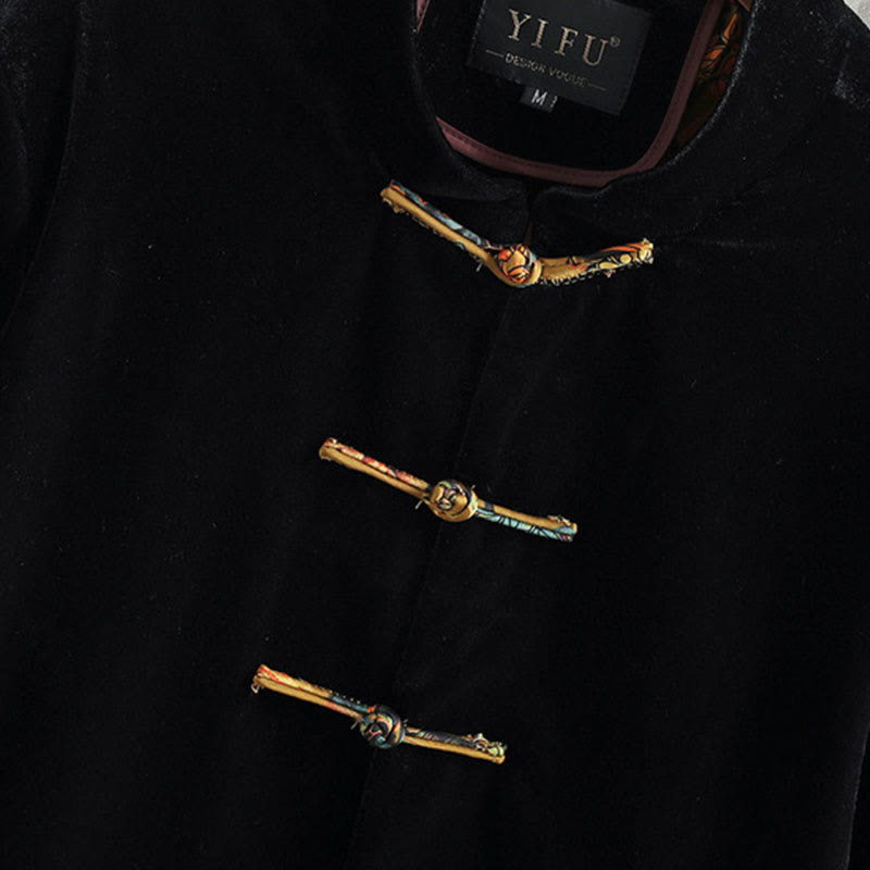 Buddha Stones Tang Suit Frog-button Round Neck Cotton Men's Jacket Shirt Clothing - image 1