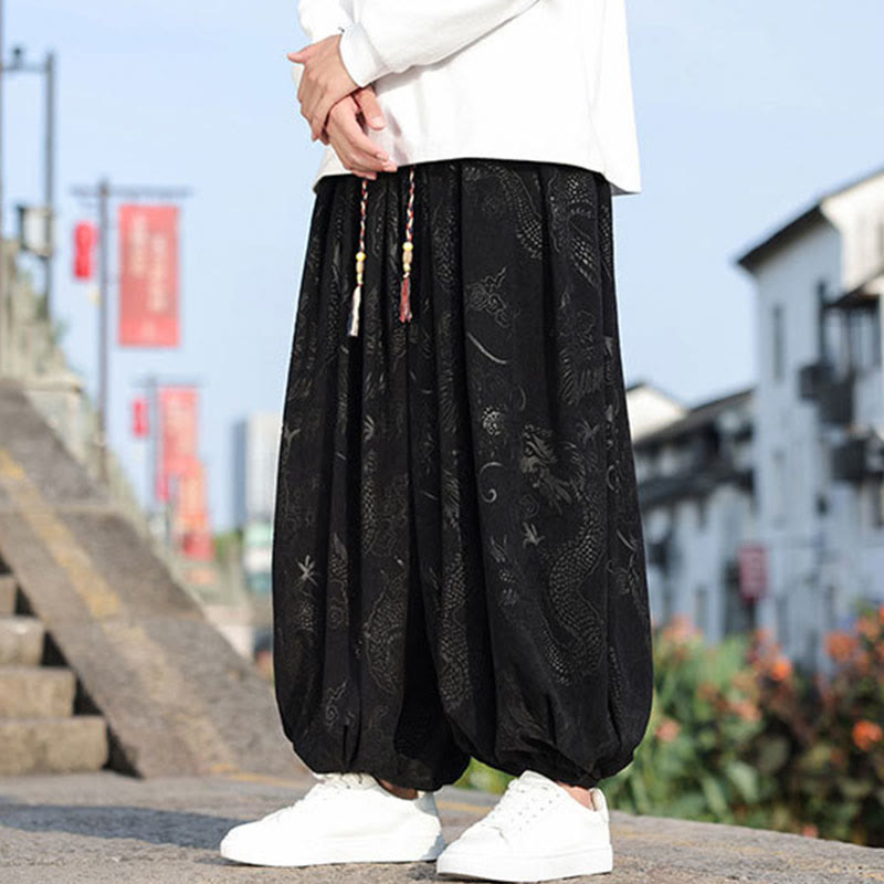 Buddha Stones Dragon Design Casual Plain Cotton Men's Pants With Pockets - image 16