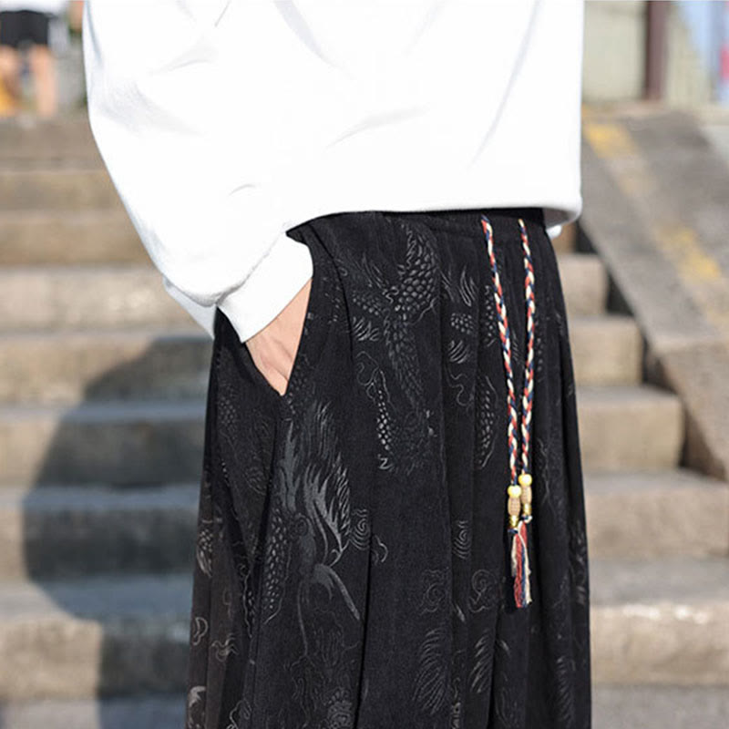 Buddha Stones Dragon Design Casual Plain Cotton Men's Pants With Pockets - image 17