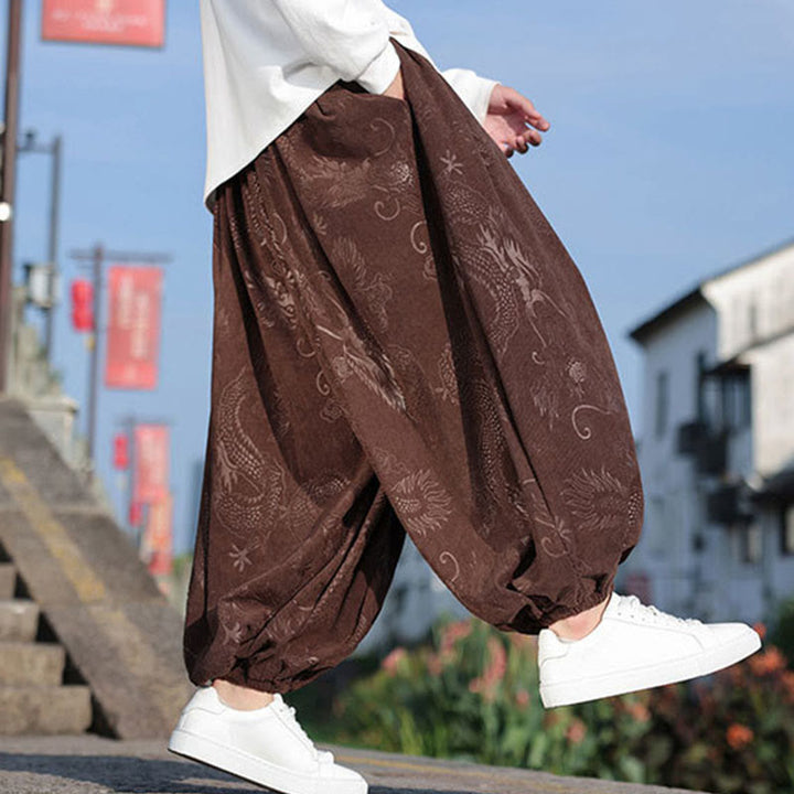 Buddha Stones Dragon Design Casual Plain Cotton Men's Pants With Pockets - image 2
