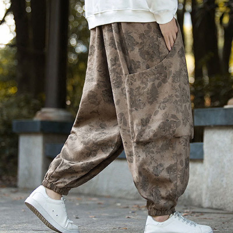 Buddha Stones Casual Flower Corduroy Cotton Men's Pants With Big Pockets - image 3