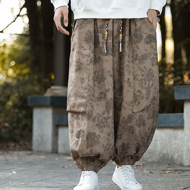 Buddha Stones Casual Flower Corduroy Cotton Men's Pants With Big Pockets - image 9