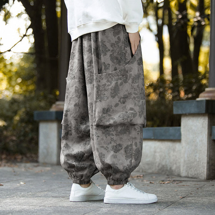 Buddha Stones Casual Flower Corduroy Cotton Men's Pants With Big Pockets - image 17