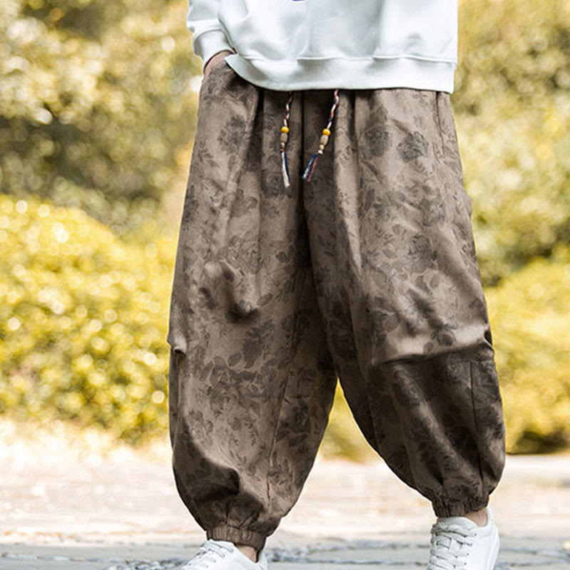 Buddha Stones Casual Flower Corduroy Cotton Men's Pants With Big Pockets - DarkGoldenrod - US/UK/AU46，EU56 (5XL) - image 0