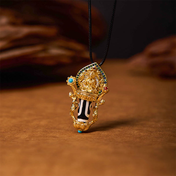 Buddha Stones Tibetan Dzi Bead Manjusri Bodhisattva Pattern Compassion String Necklace Pendant - image 4