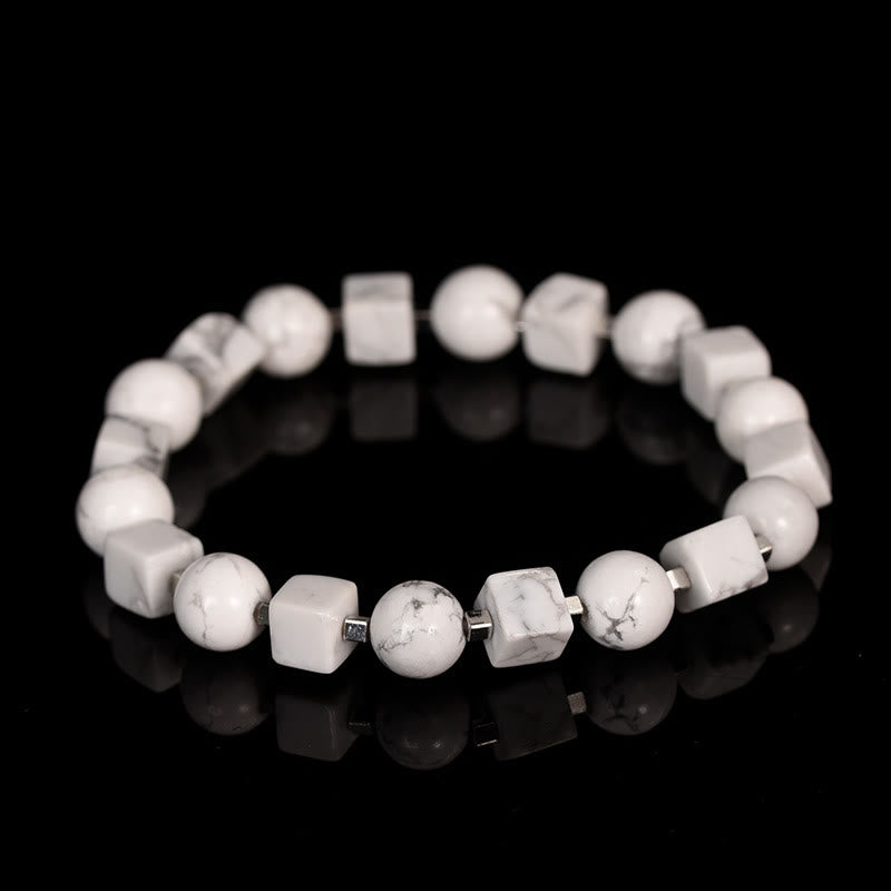 Buddha Stones Various Crystals Black Obsidian Purification Bracelet - White Turquoise(Wrist Circumference: 14-16cm) - image 4