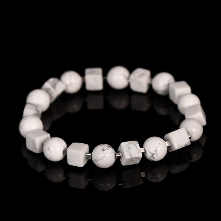 Buddha Stones Various Crystals Black Obsidian Purification Bracelet - White Turquoise(Wrist Circumference: 14-16cm) - image 4