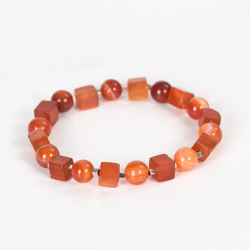 Buddha Stones Various Crystals Black Obsidian Purification Bracelet - Red Agate(Wrist Circumference: 14-16cm) - image 10