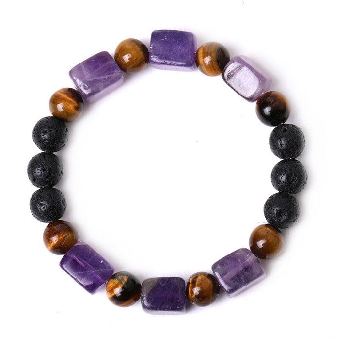 Buddha Stones Various Crystals Cube Amethyst Lava Rock Support Bracelet - image 8