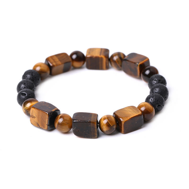 Buddha Stones Various Crystals Cube Amethyst Lava Rock Support Bracelet - image 17