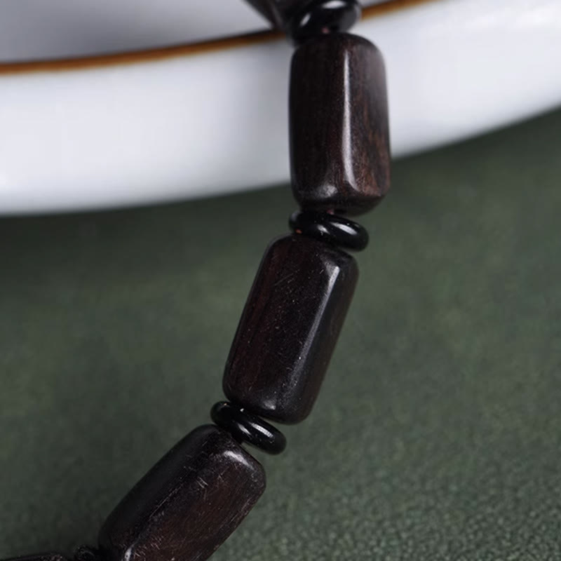 Buddha Stones Ebony Wood Rectangular Beads Dzi Bead Balance Bracelet - image 8