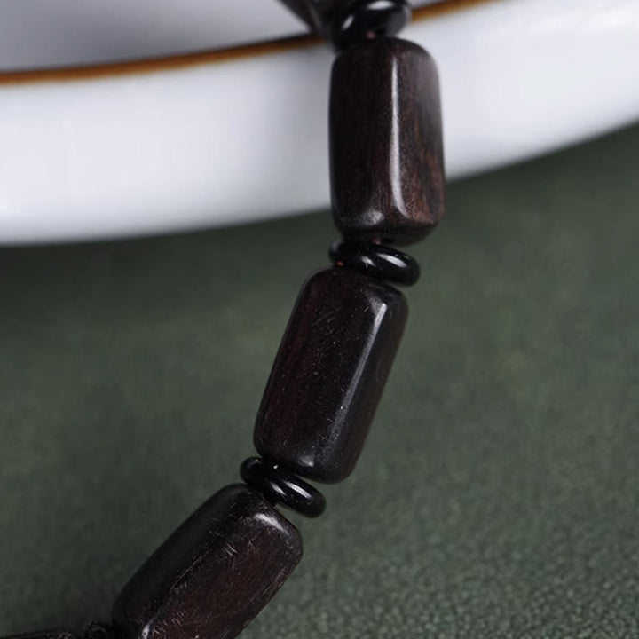 Buddha Stones Ebony Wood Rectangular Beads Dzi Bead Balance Bracelet - image 8