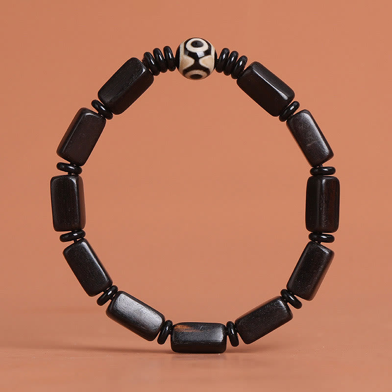 Buddha Stones Ebony Wood Rectangular Beads Dzi Bead Balance Bracelet - image 10