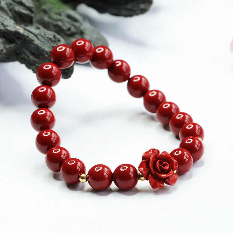 Buddha Stones Cinnabar Rose Calm Bracelet - image 6