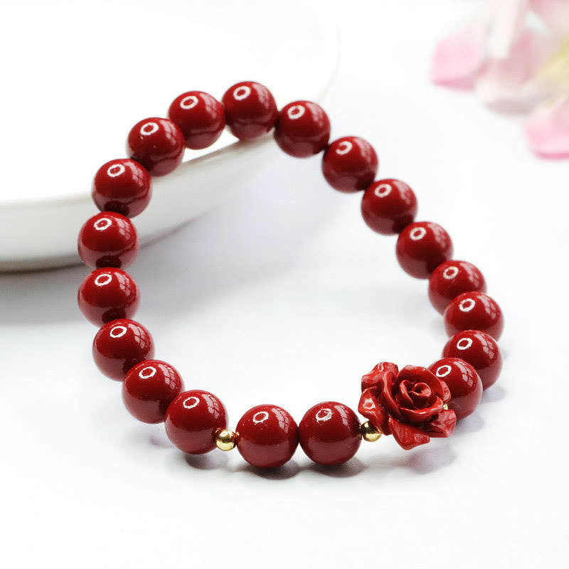 Buddha Stones Cinnabar Rose Calm Bracelet - image 2