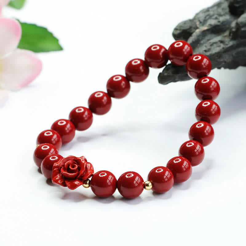 Buddha Stones Cinnabar Rose Calm Bracelet - image 7