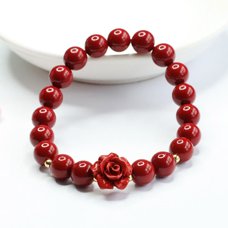 Buddha Stones Cinnabar Rose Calm Bracelet - image 1