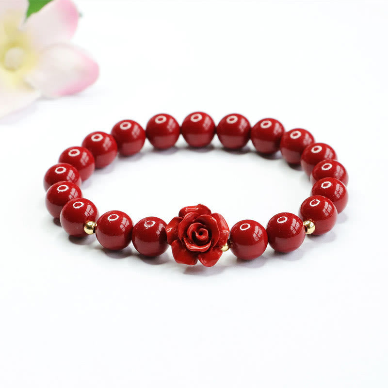 Buddha Stones Cinnabar Rose Calm Bracelet - image 0