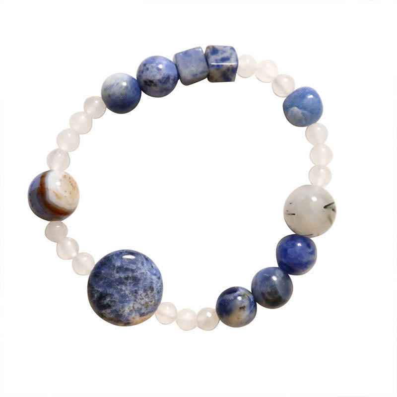 Buddha Stones Blue Aventurine Agate Jade Black Rutilated Quartz Bracelet - image 7