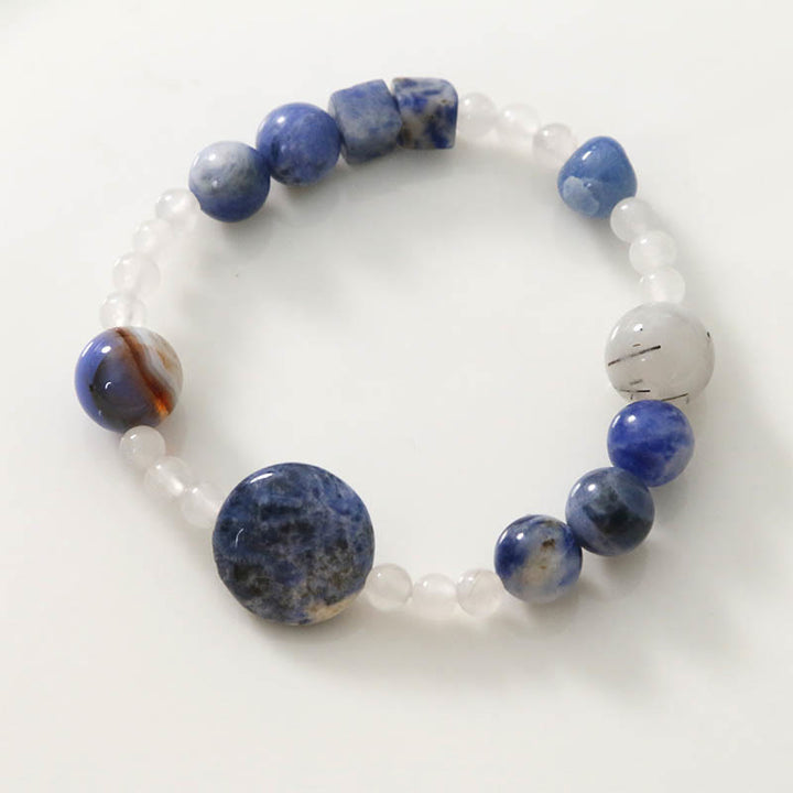 Buddha Stones Blue Aventurine Agate Jade Black Rutilated Quartz Bracelet - image 6