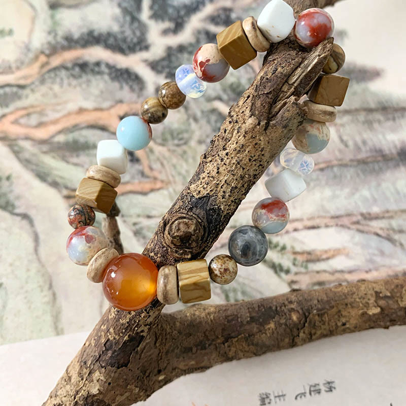 Buddha Stones Red Agate Shoushan Stone White Turquoise Calm Blessing Bracelet - image 13