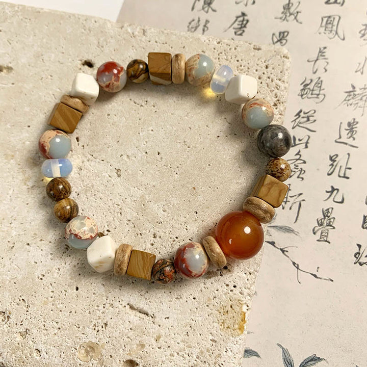Buddha Stones Red Agate Shoushan Stone White Turquoise Calm Blessing Bracelet - image 14