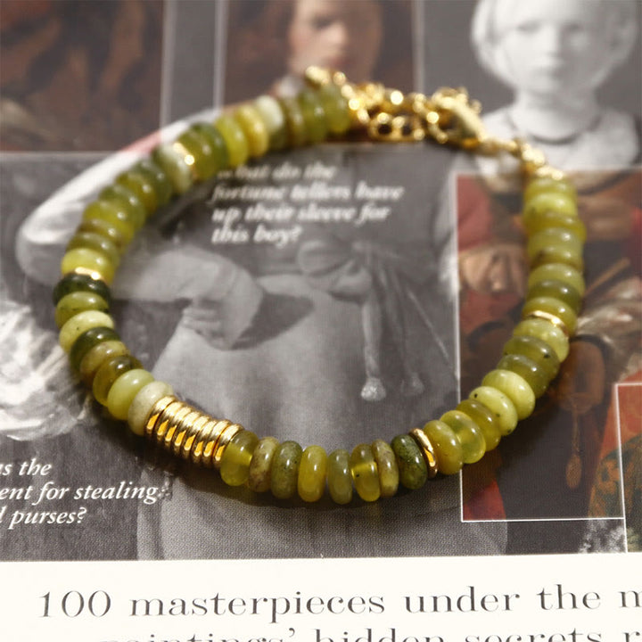 Buddha Stones Gild Cyan Jade Success Healing Bracelet - Gild& Cyan Jade(Wrist Circumference: 17cm) - image 0