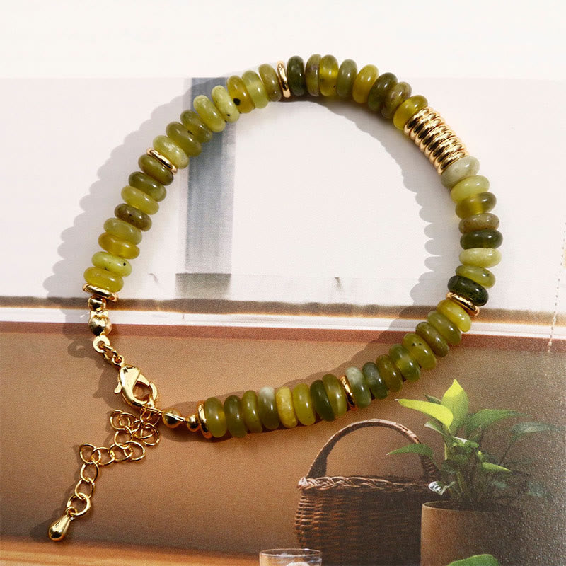 Buddha Stones Gild Cyan Jade Success Healing Bracelet - image 1