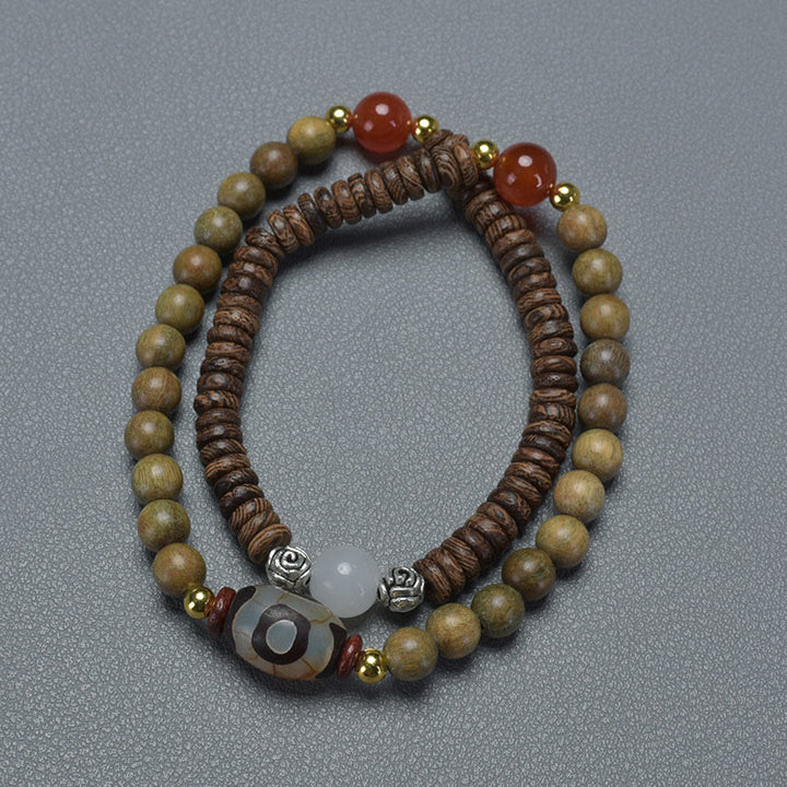 Buddha Stones Ebony Sandalwood Green Sandalwood Dzi Bead Balance Calm Double Wrap Bracelet - 8mm - Green Sandalwood - image 12