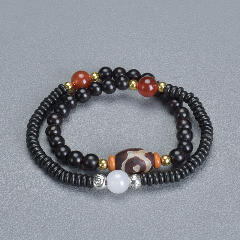 Buddha Stones Ebony Sandalwood Green Sandalwood Dzi Bead Balance Calm Double Wrap Bracelet - image 8