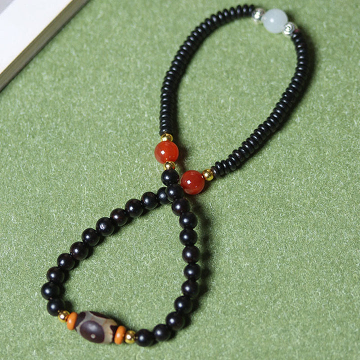 Buddha Stones Ebony Sandalwood Green Sandalwood Dzi Bead Balance Calm Double Wrap Bracelet - image 2