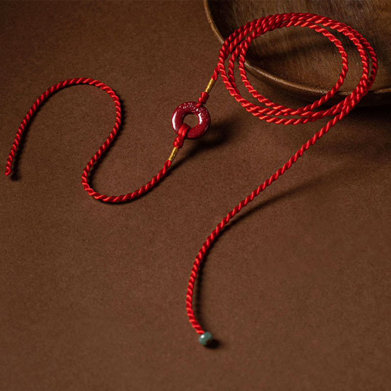 Buddha Stones Natural Cinnabar Peace Buckle Blessing Red String Belly Chain - image 13