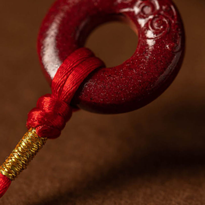 Buddha Stones Natural Cinnabar Peace Buckle Blessing Red String Belly Chain - image 9