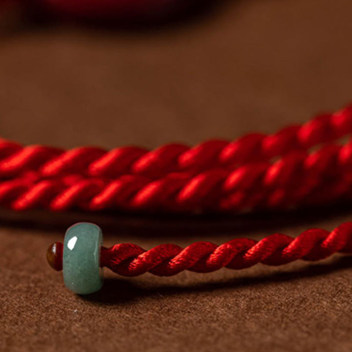 Buddha Stones Natural Cinnabar Peace Buckle Blessing Red String Belly Chain - image 11