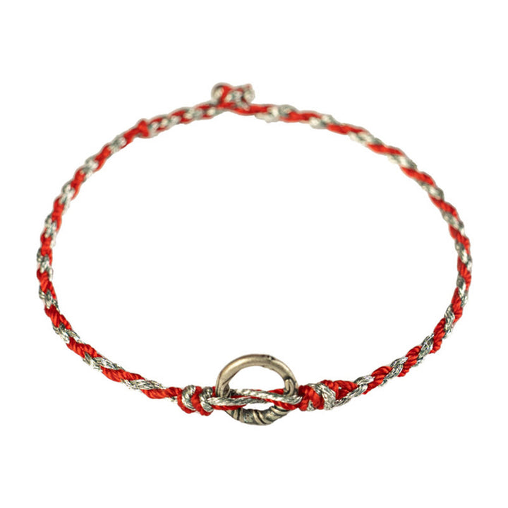 Buddha Stones 925 Sterling Silver Peace Buckle Luck String Bracelet - image 12