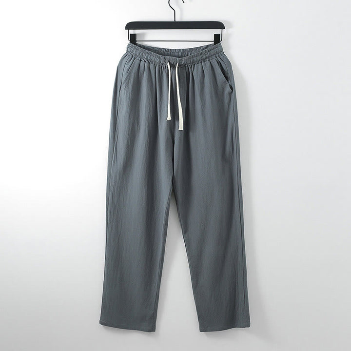Buddha Stones Solid Color Cotton Linen Casual Loose Men's Pants With Pockets - DimGray - US/UK/AU54，EU64 (9XL) - image 0