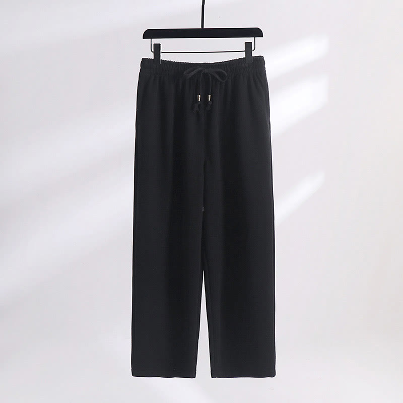 Buddha Stones Solid Color Cotton Fleece Drape Men's Pants With Pockets - Black(Fleece) - US/UK/AU54，EU64 (9XL) - image 3