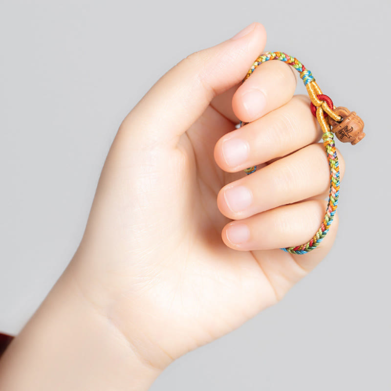 Buddha Stones Peach Wood Fu Character Safe And Well Wealth Bracelet - image 12