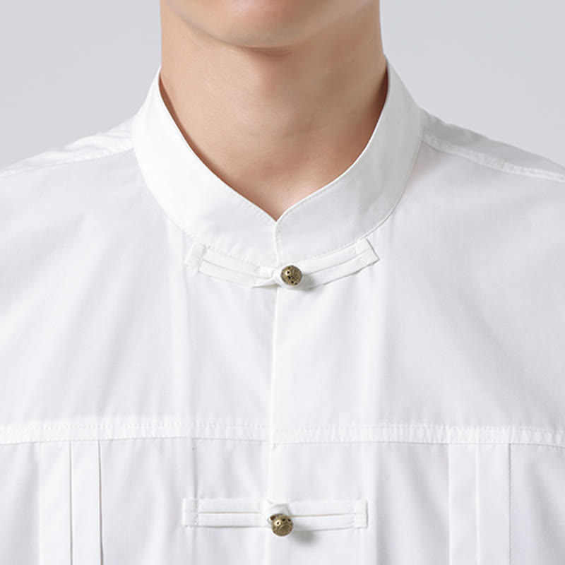 Buddha Stones Stand Collar Button Spandex Men's Shirts - image 21