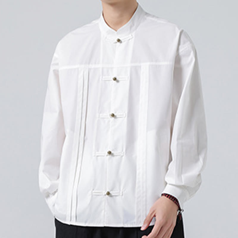 Buddha Stones Stand Collar Button Spandex Men's Shirts - image 20