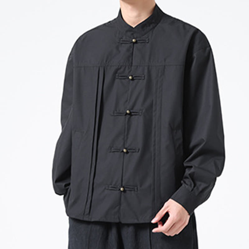Buddha Stones Stand Collar Button Spandex Men's Shirts - image 6
