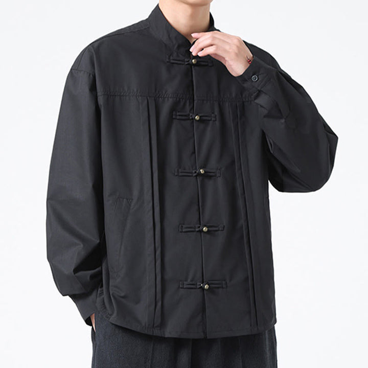 Buddha Stones Stand Collar Button Spandex Men's Shirts - image 9