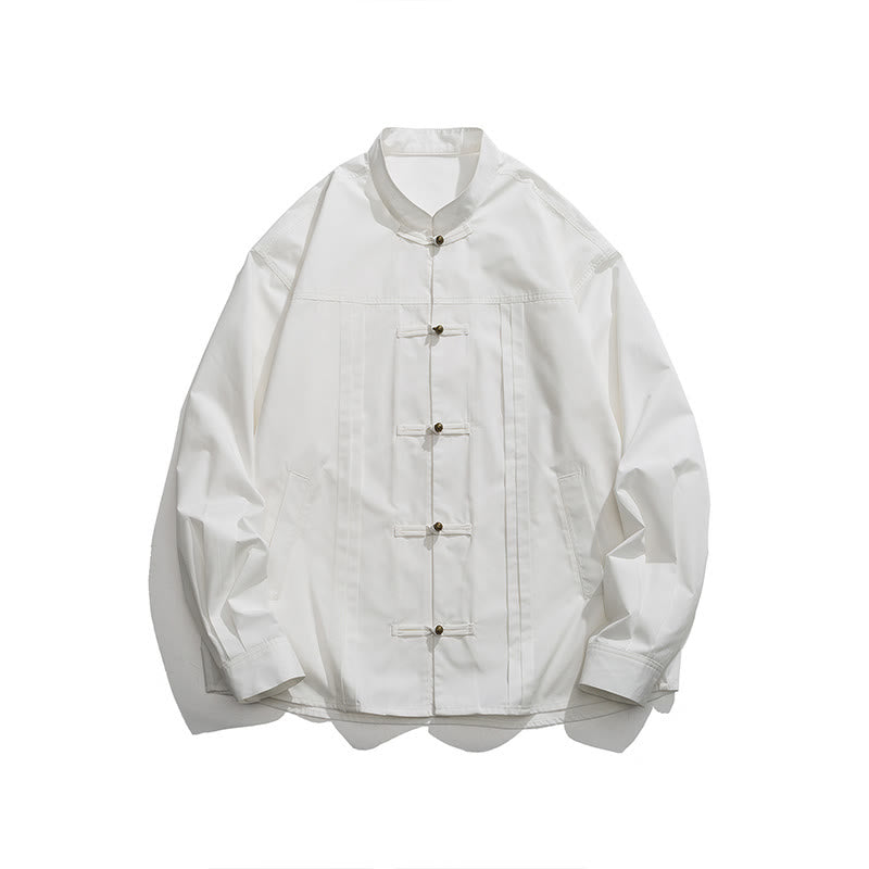 Buddha Stones Stand Collar Button Spandex Men's Shirts - image 23